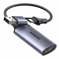 UGREEN Videoaufnahmekarte HDMI Capture Card, HDMI auf USB AC 4K 30Hz1080P für Rekorder Live Streaming Video, Gaming kompatibel mit Computer usw.