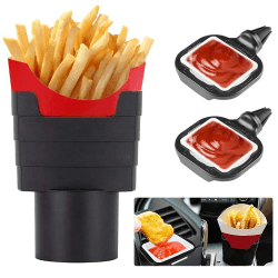 Cimown 3 Stück Auto Pommes Halter - Pommes Halter - Auto Saucenhalter - Pommes Frites Becherhalter Auto - Pommeshalter fürs Auto - Pommes Frites Halter aus Kunststoff mit Soßenhalter