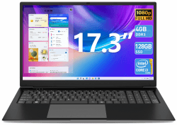 SGIN Laptop 17,3 Zoll, 4GB RAM 128GB SSD ROM Laptop (TF 512 GB), I3 5005U, FHD IPS, 2 x USB 3.2, Bluetooth 4.2, Dual Band WiFi, erweiterbarer Speicher 512 GB TF