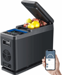 AAOBOSI Kompressor Kühlbox 8 Liter, Mini Kühlbox Auto bis -15℃, Kühlbox Elektrisch mit APP-Steuerung，Kühlbox 12/24 V für Auto, Lkw, Boot, Reisemobil 8L Schwarz