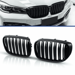 TOPTHAN Passend für BMW 7ER G11 G12 SPORT 2014-2018 Front Nieren Kühlergrill Gitter Schwarz Glanz Kühler Front Doppel Rippen Grill Links Rechts