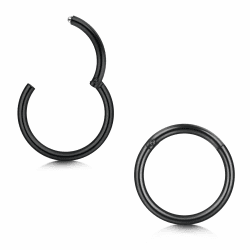 Longita 2 Stück Nasenpiercing Ring, 316L Chirurgenstahl Nasenring, Septum Clicker Ring, Helix Conch Knorpel Tragus Piercing Ohr Innendurchmesser 5-12MM Silber Gold Schwarz 2stück-schwarz-16g7mm