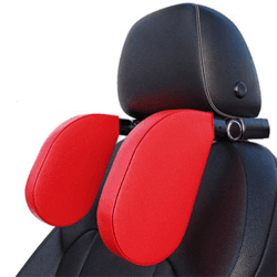 KopfstüTze Auto Kinder, Auto KopfstüTze, 180 Grad Verstellbares Atmungsaktiv Leder NackenstüTze Auto, SitzerhöHung Auto Kinder Erwachsene Gut Zum Schlafen Auf Langen Reisen (Rot)