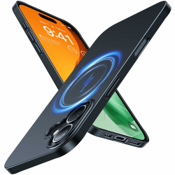 TORRAS Ultra Dünn für iPhone 16 Hülle für MagSafe [Nr. 1 Magnetkraft] Handyhülle iPhone 16 Stoßfest Kratzfest & Samtiger Griff Slim Hülle iPhone 16 Case Schwarz Schwarz iPhone 16