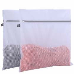 2er Pack Mesh Wäschesack-2 XXL Oversize Delects Wäschesack-Extra großer Wäschewaschbeutel mit Neuer Wabennetz-Big Kleidung, Bettlaken, Bettdecke, Haushalt, Gefülltes Spielzeug Grau Reißverschluss 2XXL(60*60cm)