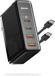 Baseus USB C Ladegerät 100W 4 Ports, GaN PD Ladegerät USB C Netzteil Schnellladegerät Charger Kompatibel mit MacBook Pro Air iPhone 15 14 13 iPad Pro Samsung S24 Ultra Laptop, 2 USB C + 2 USB A Schwarz