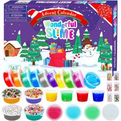 PANSHAN Fidget Adventskalender 2024 Crystal Slime Weihnachten Countdown Kalender Spielzeug Urlaub Set 24 Tage Xmas Überraschung Geschenk Spielzeug für Kinder Mädchen Jungen Alter 3 4 5 6 7 8 9+, Blau