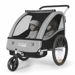 Tiggo VS 2 in 1 Kinderanhänger Fahrradanhänger Anhänger mit Buggy Set Jogger 50202 Grau