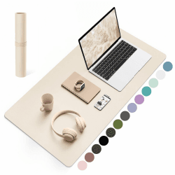 YSAGi Schreibtischunterlage, Mauspad mit Leder und Rutchfeste Wildleder, Multifunktionales Office Mousepad Laptop Schreibunterlage, Tischschutz Unterlage für Büro/Home-Office (Beige, 80x40cm) Beige 80*40cm