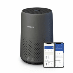Philips Haushaltsgeräte 800i-Serie Kompakt-Luftreiniger, 49m2, HEPA- & Aktivkohlefilter, Entfernt Bis Zu 99,5% Der Viren & Aerosole Aus Der Luft (1), Schwarz (AC0850/11) Luftreiniger 800-Serie + Konnektivität