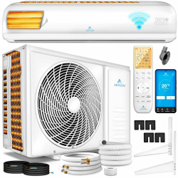 AERSON® Klimaanlage Split Set mit WiFi/App Funktion | Klimagerät Kühlen A++/ Heizen A+ - 9000 BTU/h (2600 Watt) Kältemittel R32 | Wandklimagerät Splitgerät Fernbedienung, Timer & Montagematerial