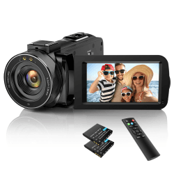 IXNAIQY 4K Videokamera Camcorder 48MP WiFi Vlogging Camera für YouTube 16X Digitale IR Nachtsicht 3" Touchscreen Kamera mit Fernbedienung, Mikrofon, Handstabilisator, Gegenlichtblende,2 Batterien 3051