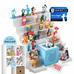 TRAUMBAUM® Tonie Regal als Einsatz für IKEA KALLAX | vollständig magnetisches Toniebox Regal für mehr als 50 Figuren + Box | Tonieregal für Mädchen und Jungen in weiß | Tonie Box Aussparung [MITTIG] Tonie Box Aussparung MITTIG