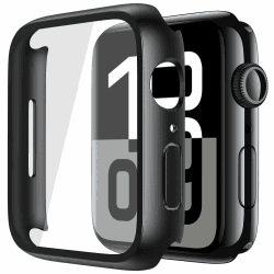 Misxi 2 Stück Harte PC Schutzhülle mit Gehärtetem Displayschutz für Apple Watch Series 10 (2024) 46mm, Ultra-dünne Anti-Fall Kratzfeste Abdeckung Schutz für iWatch, Mattschwarz Apple Watch Series 10 46mm Schwarz 2-Stück