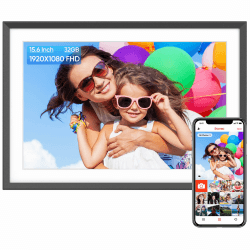 ARZOPA Digitaler Bilderrahmen 15,6 Zoll FHD Touchscreen Elektronischer Bilderrahmen Groß mit 32GB Frameo Bilderrahmen Digital WALN Fernfreigabe von Fotos und Videos mit Wetter Musik 15.6 Zoll