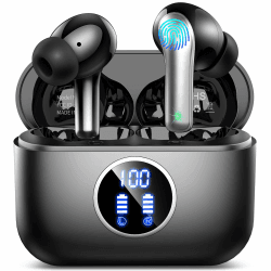 lukg Bluetooth Kopfhörer, In Ear Kopfhörer Kabellos Bluetooth 5.3 mit 4 Mic, 2024 Kabellose Kopfhörer mit Noise Cancelling, Tiefer Bass Wireless Earbuds 48Std, Dual LED-Anzeige, IP7 Wasserdicht Schwarz