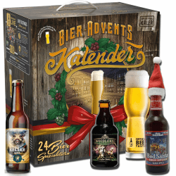 Kalea | Bier-Adventskalender | Edition Deutschland | Bestückung 2024 | inkl. Verkostungsglas | 24 x 0,33l Biere | Geschenk zur Vorweihnachtszeit