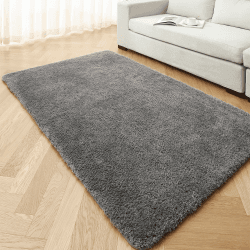 Warmfay Badezimmerteppich rutschfest 100x160CM, Weich Flauschig und Hochflor Badvorleger, Maschinenwaschbare Badematte, Absorbierende für Badewanne, Dusche, Schlafzimmer, Badteppich Grau 100 x 160 cm Grau