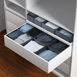 ORLISA Pax Organizer für Pax Kleiderschrank,passgenau Stabiler Boden Waschbar Schubladen Organizer/Ordnungssystem für Kleidung Faltbare Stoff Aufbewahrungsbox Schrank für Babykleidung 8er Set 8er Pack für PAX100 FileFolding