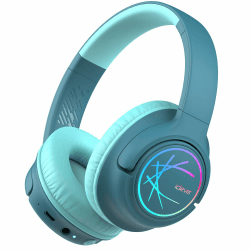 iClever Bluetooth Kinder Kopfhörer, Farbige LED-Leuchten, Kinderkopfhörer Over-Ear mit 74/85/94dB Lautstärkebegrenzung, 55 Stunden Spielzeit, eingebautes Mikrofon BTH18 Grün