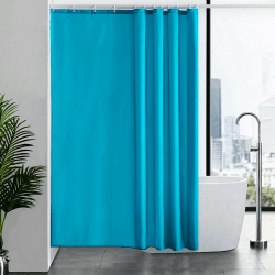 Furlinic 180x200 Duschvorhang Anti-schimmel Wasserdicht und Waschbar in Badezimmer,Textile Vorhänge aus Stoff für Badewanne und Dusche, mit 12 Duschvorhangringe Aquamarine. H200 x B180 cm (1er Pack) Aquamarine
