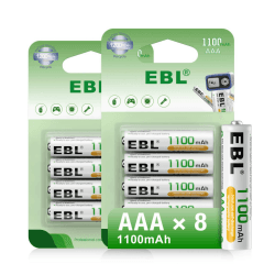 EBL AAA Akku 1100mAh mit hoher Kapazität, AAA wiederaufladbar Batterien,1.2V Micro AAA, 8er Pack 4 Count (Pack of 2)