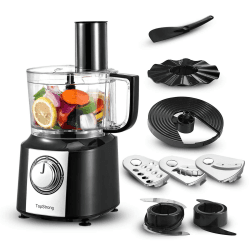 TopStrong Küchenmaschine, 800W küchenmaschine zerkleinerer, 2L Food Processor,Multizerkleinerer, Kompakt-Küchenmaschine inkl. 3 Schneidescheiben,Zerkleinerer, Knetmaschine Rührbesen,Schneebesen Schwarz&silber