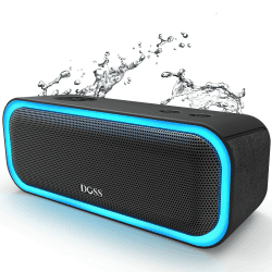 DOSS SoundBox Pro Bluetooth Lautsprecher, 20W Stereo Sound, Extra Bass, IPX6 Wasserdicht, 20 Stunden Akku, Bunten Licht, Bluetooth Box für, Draußen, Strand, Zuhause, Garten -Schwarz black