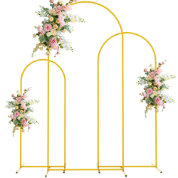 Wokceer Hochzeitsbogen-Hintergrundständer, 3 Stück, goldfarben, Metallbogen-Hintergrund, Ständer für Geburtstagsparty, Hochzeit, Zeremonie, Babyparty, Gartenballon, Bogen, Dekoration 6FT, 5FT, 4FT Gold
