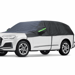 BEXITA Halbgarage Auto Winter Abdeckplane wasserdichte Outdoor Auto Autoabdeckung Halbe Autoplane Verdickter Stoff mit Baumwolle gefüttert Auto Scheibenabdeckung Front und Heckscheibe Abdeckung C3- SUV&Wagon(Länge von weniger als 520cm Schwarz