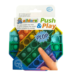alldoro 63065 Play Silikon Fidget Spielzeug ca. 12 cm achteckig, Pop it Anti Stress Fingerspielzeug, Bubble Push für Stressabbau, Geschicklichkeitsspiel für Kinder und Erwachsene, Regenbogen Achteckig Regenbogen