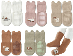 Exemaba Rutschfeste Socken für Baby Mädchen Jungen 5 Paar Kinder Anti Rutsch Socken Sportsocken Stoppersocken 3-5 Jahre E 5 Farben