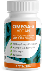 Omega-3 vegan Kapseln 60x - 2000 mg Algenöl pro Tag - hochdosiert: 600 mg DHA + 300 mg EPA - hochwertige Omega-3 Algenöl Kapseln mit DHA & EPA (2:1) Omega-3 Kapseln 82 g (1er Pack)