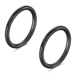 Longita 2 Stück Nasenpiercing Ring, 316L Chirurgenstahl Nasenring, Septum Clicker Ring, Helix Conch Knorpel Tragus Piercing Ohr Innendurchmesser 5-12MM Silber Gold Schwarz 2stück-schwarz-18g5mm