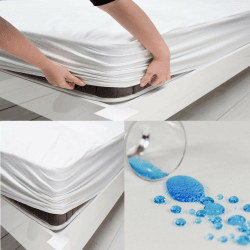 BUYMAX Wasserdichter Matratzenschoner 120x200 cm Spannbettlaken ohne Knistern Matratzenauflage Inkontinenzauflage Rundumgummi Atmungsaktiv Rundumbezug Anti-Milben Bezug waschbar, Weiß 120 x 200 cm Spannbettlaken Rundumgummi