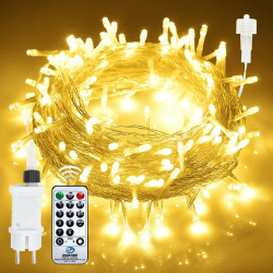 Auting Lichterkette Weihnachtsbeleuchtung - Lichterkette innen 200 LEDs warmweiß 8 Modi Timer mit Fernbedienung, 23m lange Lichterkette für Innen & Außen, Party Deko, Weihnachtsdeko, Hochzeit,Garten I-Led Lichterkette