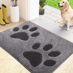 FCSDETAIL Schmutzfangmatte waschbar 50 x 80 cm, Fußmatte Innen, absorbierend Fussmatte, rutschfeste Sauberlaufmatte, wasserdicht Teppich für Hund, Eingang, nasse Pfoten Grau 50 x 80 cm