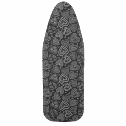 Neu Premium-Bügeltischbezug für Schnelles und Einfaches Bügeln, für Dampfbügeleisen, Schwarzes Herz, 38-45cm x 130-140cm (Größe XXL) Schwarzes Herz XXL