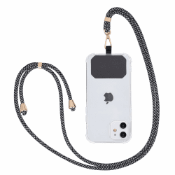 Fycyko Kompatibel mit Handykette Universal Handyband Zum Umhängen Handy Lanyard mit Karabiner Und Pad Handyhülle Schlüsselband Kette Kompatibel mit Meisten Smartphone Hülle - Schwarz grau