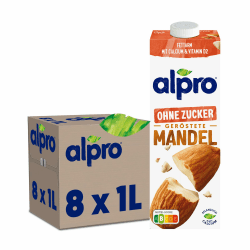 Alpro Mandeldrink Ohne Zucker – Quelle von Calcium und Vitaminen – Zuckerfrei, glutenfrei, fettarm, ohne Laktose, vegan und milchfrei – 8 x 1 L – Haltbar Mandeldrink 1 l (8er Pack) Angebot bei HelloDeals