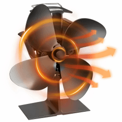 Ofenventilator Kaminventilator Ohne Strom 60℃/140℉ Start, 4 Blatt Ventilator für Kaminofen,leise zirkulierend, warmluftsparender Kraftstoff, effizient Wärmebetriebener für Holz/Kamin Ofenventilator 4 Blatt