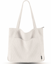 Prite Handtasche Damen Tote Bag Shopper Groß Umhängetasche Cord Beuteltasche Stofftasche für College Schule Arbeit Reisen Einkaufen (Beige)