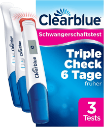 Clearblue Schwangerschaftstest Ultra Frühtest Kombipack Triple-Check, 3 Tests (1 digital 10mIU/ml, 2 visuell 10mIU/ml), Pregnancy Test / Frühschwangerschaftstest, Ergebnisse 6 Tage früher Ultra Frühtest Triple-Check 3st