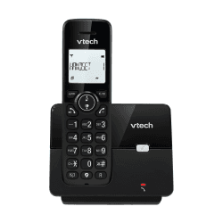 VTech CS2000 schnurloses Telefon, ECO+ Modus, Festnetztelefon, schwarz, Anrufsperre, Freisprechfunktion, große Tasten, zwei Zeilen Display