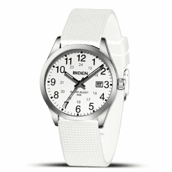 LN LENQIN Herren Uhr Männer Analog Quarz 30M wasserdichte Armbanduhren Herren mit Datum Mode Casual Designer Uhr für Herren Silicone Band Silber Weiß Weiß
