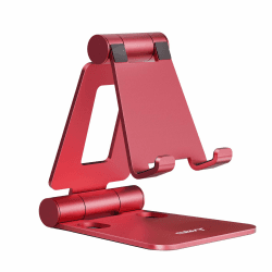NULAXY Verstellbar Handy Ständer Tisch, Faltbarer Handy Halterung Einstellbar Handyhalter für Schreibtisch Kompatibel mit iPhone 16 15 14 13 12 11 Pro Xs Xr X 8, Huawei, Galaxy, alle Smartphones -Rot I-Rot