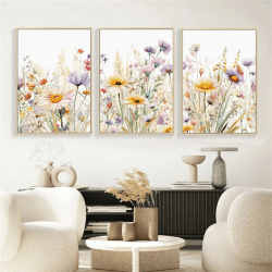 Uixxducc Blumen Poster Wohnzimmer Bilder 3er Set Gänseblümchen Wandbilder Aesthetic Bilder Leinwand Kunstdrucke Wandposter Ohne Rahmen (40 x 50 cm)