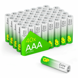 GP Extra Alkaline Batterien AAA Longlife leistungsstark mit Neuer G-TECH-Technologie | Micro Batterien LR03 1,5V | Pack mit 40 Stück AAA Batterien (briefkasten-geeignete Verpackung) AAA 40 Pack