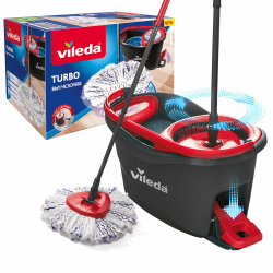 Vileda Turbo 3in1 Komplett Set, Wischmopp mit 3in1 Mikrofaser-Moppkopf, Eimer mit Schleuder, Teleskopstiel: 85 – 123 cm, entfernt 99% der Bakterien, nachhaltiges Wischsystem, Vileda Love it Clean Turbo 3in1 Komplettset