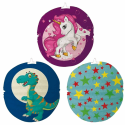 com-four® 3X Laterne mit bunten Motiven - Papierlaterne für Sankt Martin und Halloween - Martinslaterne für Kinder [Auswahl variiert] (3 Stück - Ø 24cm bunt)